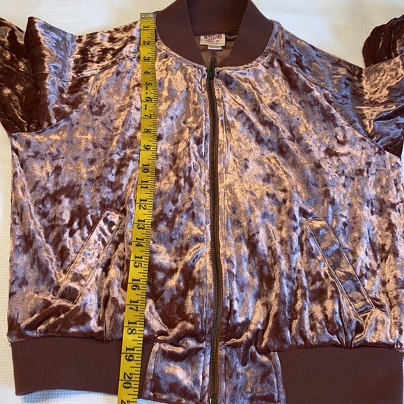 Mossimo Woman’s Bomber Velvet Jacket Size XS Plush Plum Front Zipper - Picture 7 of 11